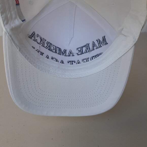 MAGA - 45-47 - Trump - American Flag White & Blue Baseball Cap - Adjustable Fit - Picture 7 of 9